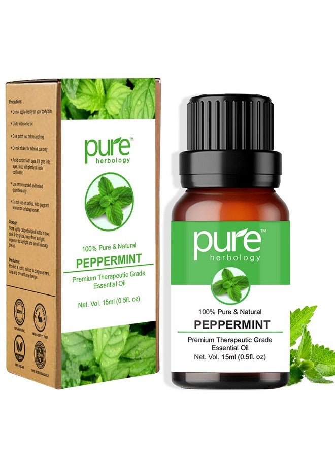 Pure Herbology - Peppermint Essential Oil Pure, Natural & Undiluted Therapeutic Grade For Hair, Body And Skin, 15Ml - Image 1