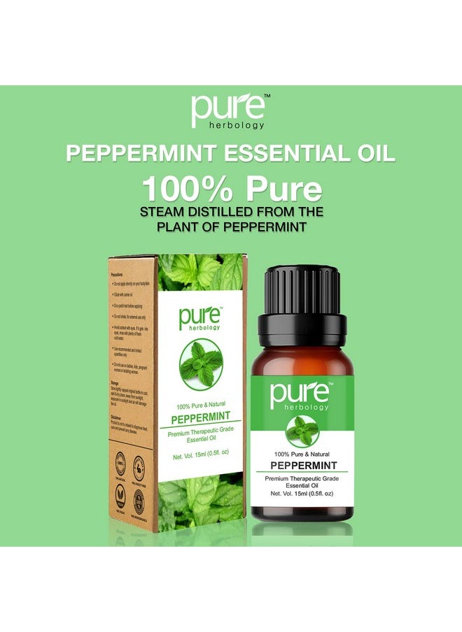 Pure Herbology - Peppermint Essential Oil Pure, Natural & Undiluted Therapeutic Grade For Hair, Body And Skin, 15Ml - Image 1
