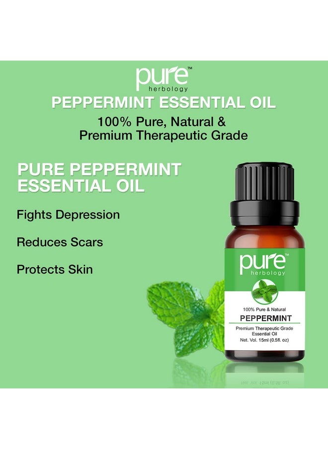 Pure Herbology - Peppermint Essential Oil Pure, Natural & Undiluted Therapeutic Grade For Hair, Body And Skin, 15Ml - Image 1