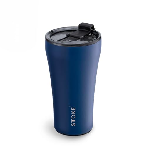 Sttoke Leakproof Ceramic Reusable Coffee Cup 12 oz - Magnetic Blue, 6.14 inch Height - Image 1