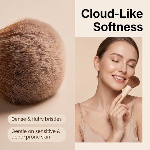 BS Mall Professional Makeup Brushes BSMALL With Travel Case Kabuki Brush Eyeshadow Brush Concealer Brush Blush Brush Bronzer Foundation 20 Pcs Labeled Daily Use Gift Box Aluminum Ferrules Beige - Image 3