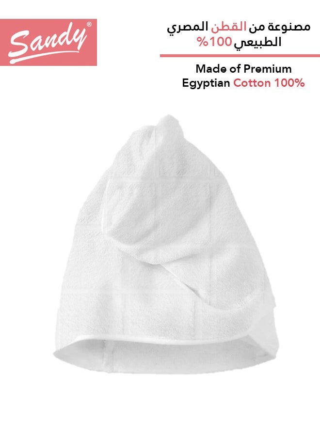 Sandy High Quality Hair100% Cotton Towel Wrap/Turban With Button  Made In Egypt, Soft Quick Drying And Highly Absorbent (2 Pack) 24.5X67 Cm White  - Image 5