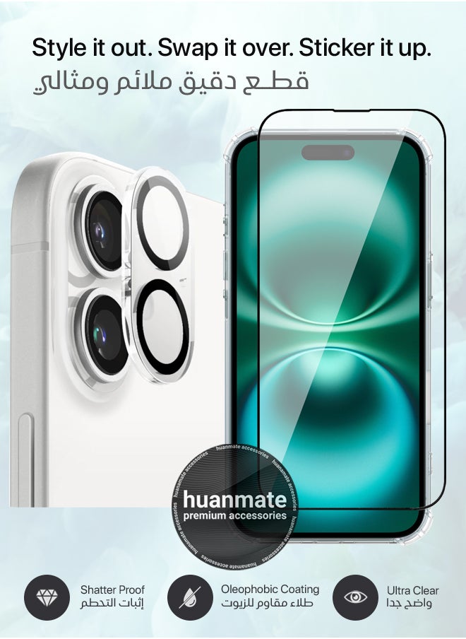 huanmate - 3 in 1 Apple iPhone 16 Plus Protection Pack - Ultra Clear Shockproof Case, Edge-to-Edge Screen Protector & Camera Lens Protector, 360 Degree Full Body Protection for Apple iPhone 16 Plus - Image 1