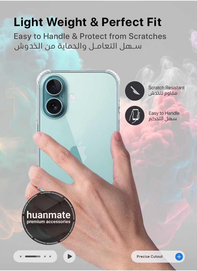 huanmate - 3 in 1 Apple iPhone 16 Plus Protection Pack - Ultra Clear Shockproof Case, Edge-to-Edge Screen Protector & Camera Lens Protector, 360 Degree Full Body Protection for Apple iPhone 16 Plus - Image 1