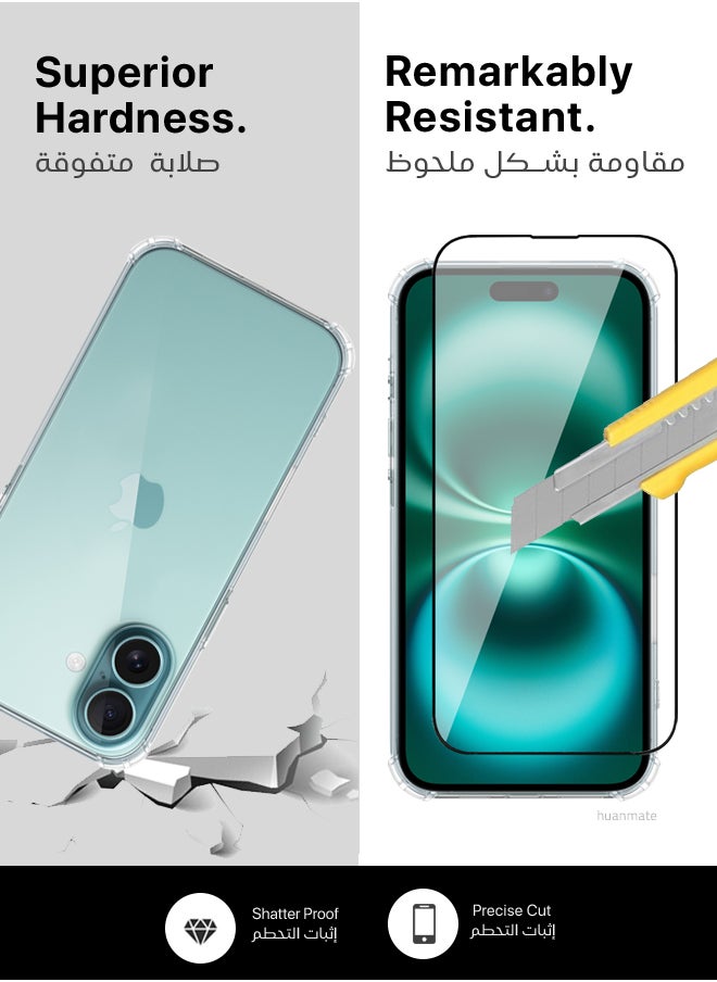 huanmate - 3 in 1 Apple iPhone 16 Plus Protection Pack - Ultra Clear Shockproof Case, Edge-to-Edge Screen Protector & Camera Lens Protector, 360 Degree Full Body Protection for Apple iPhone 16 Plus - Image 1