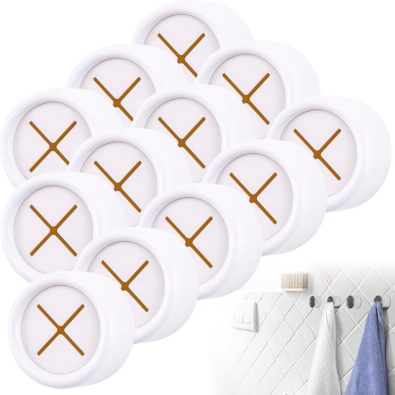 2025 Upgraded Wall Mounted Towel Hook Set Of 12 White Durable Stainless Steel Kitchen And Bathroom Organizer - Image 1