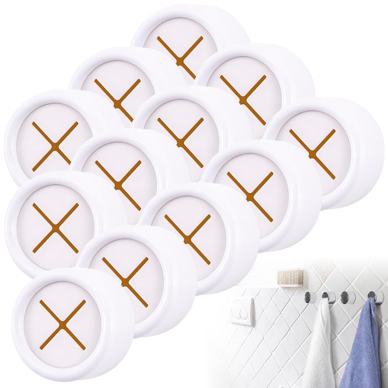 2025 Upgraded Wall Mounted Towel Hook Set Of 12 White Durable Stainless Steel Kitchen And Bathroom Organizer - Image 2