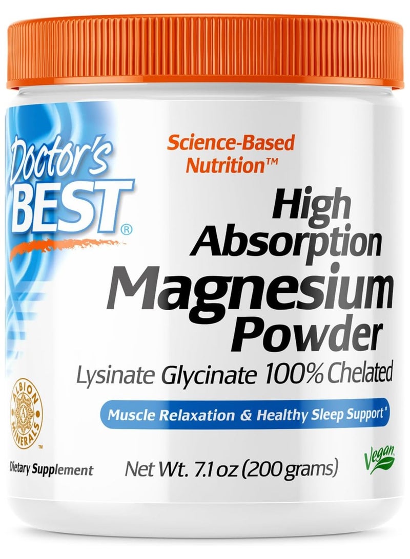 Doctor's BEST High Absorption Magnesium Powder White 100% Chelated Traccs Not Buffered Headaches Sleep Energy Leg Cramps - Image 1