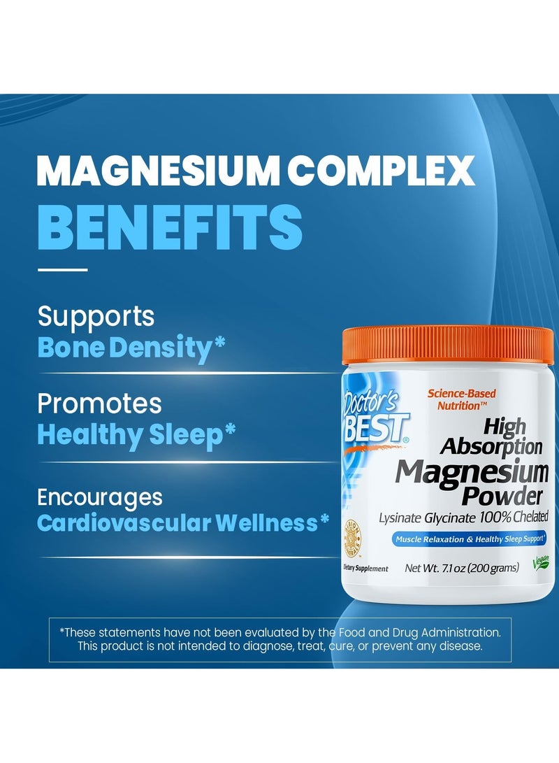 Doctor's BEST High Absorption Magnesium Powder White 100% Chelated Traccs Not Buffered Headaches Sleep Energy Leg Cramps - Image 2