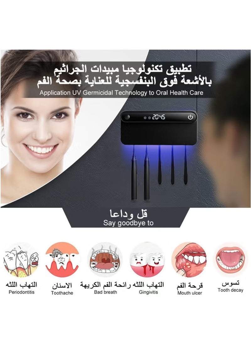 Generic 5 Toothbrush Slots UV Toothbrush Sanitizer Cleaner Wall Mount,Bathroom Toothbrush Holder/Rechargeable/No Drilling/Easy to Clean,for Electric and Manual Toothbrush  - Image 2