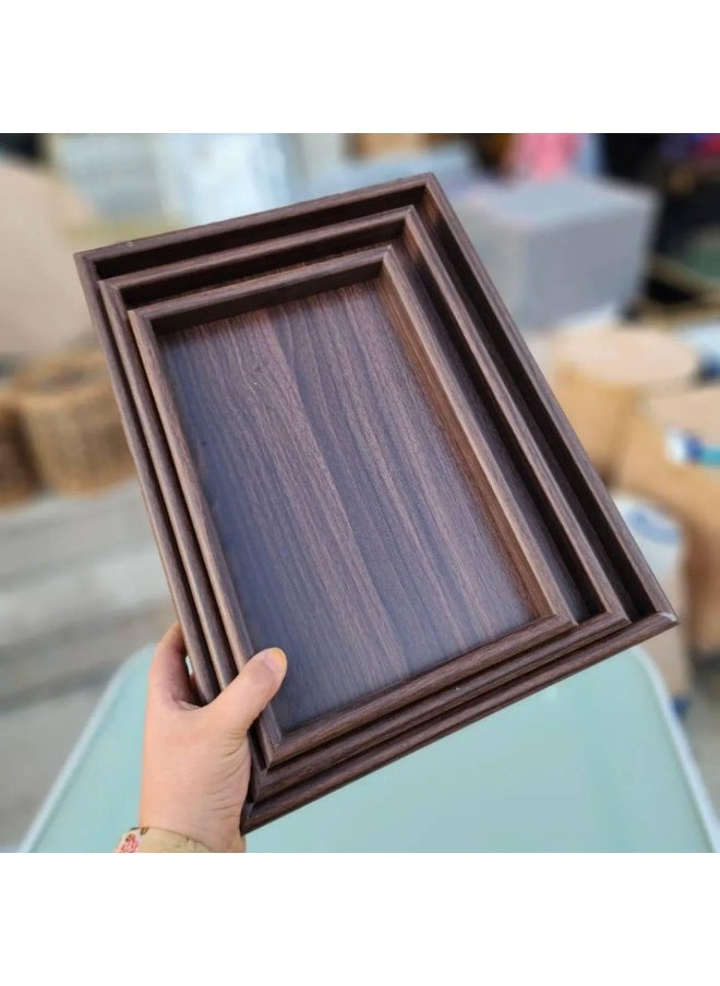 ماركة غير محددة طقم صواني خشب MDF مستورد 3 قطع، صينية مستطيلة بأحجام كبيرة وصغيرة ومتوسطة لتقديم الفطار والطعام للمطبخ والمطاعم والأماكن الخارجية SA  - Image 2