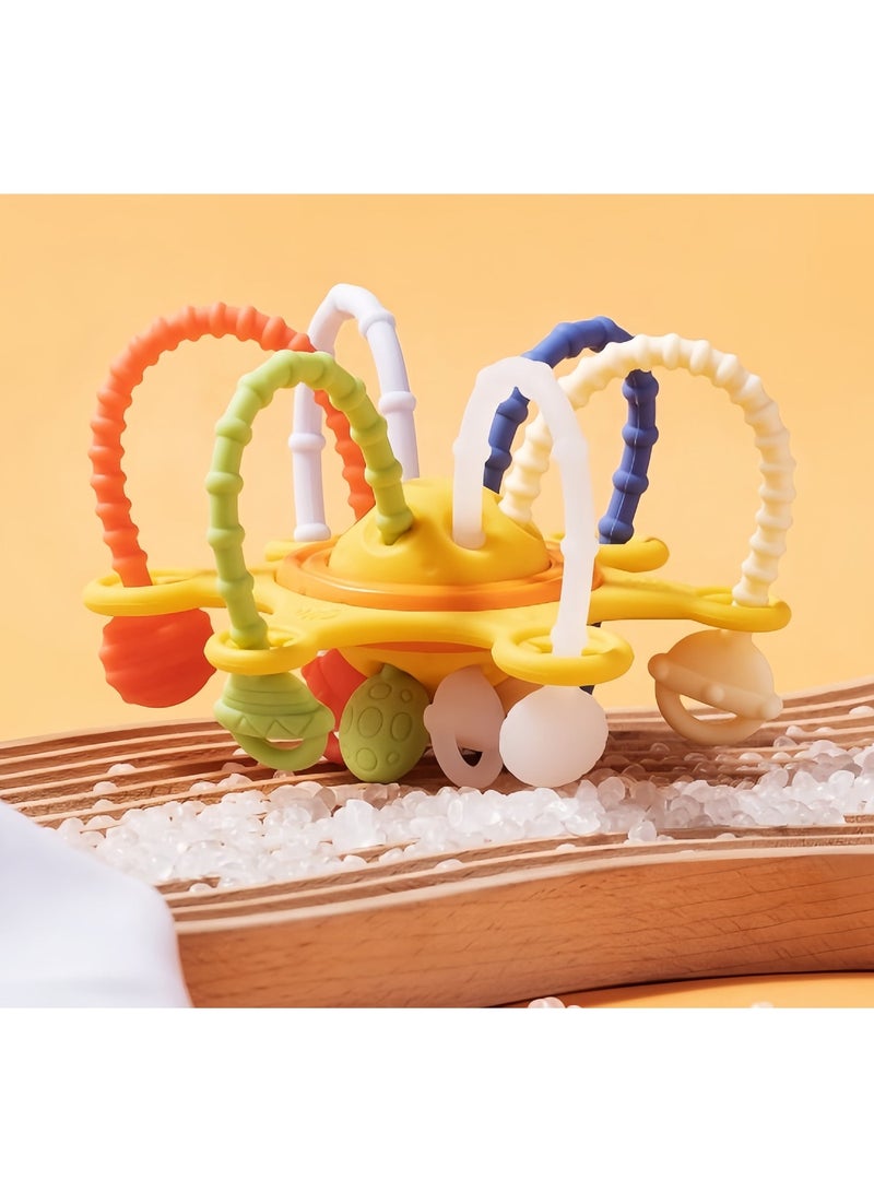 لعبة تسنين آمنة حسية 3 في 1 للأطفال من مونتيسوري، لعبة سحب ودفع بالإصبع للأطفال، لعبة سحب خيط من السيليكون للأطفال، لعبة عضاضة للأنشطة التنموية، لعبة للتنمية المبكرة، مصنوعة من بلاستيك ABS عالي الجودة وسيليكون صالح للطعام. - Image 5