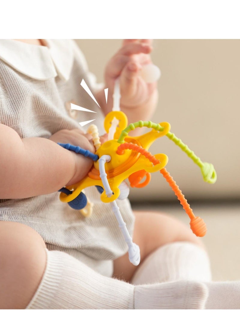 لعبة تسنين آمنة حسية 3 في 1 للأطفال من مونتيسوري، لعبة سحب ودفع بالإصبع للأطفال، لعبة سحب خيط من السيليكون للأطفال، لعبة عضاضة للأنشطة التنموية، لعبة للتنمية المبكرة، مصنوعة من بلاستيك ABS عالي الجودة وسيليكون صالح للطعام. - Image 2