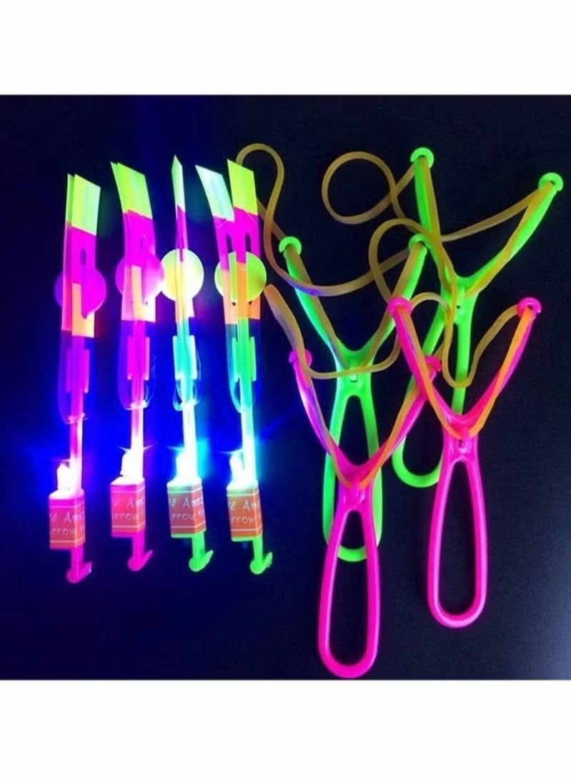 JIMATOR Helicopter Flying Toy, Rocket Slingshot Toy, with LED Lights Glow in The Dark, Fun Party Supplies for Birthday Gifts, Outdoor Game for Children Kids, Educational Toys for Children (12pcs) - Image 3