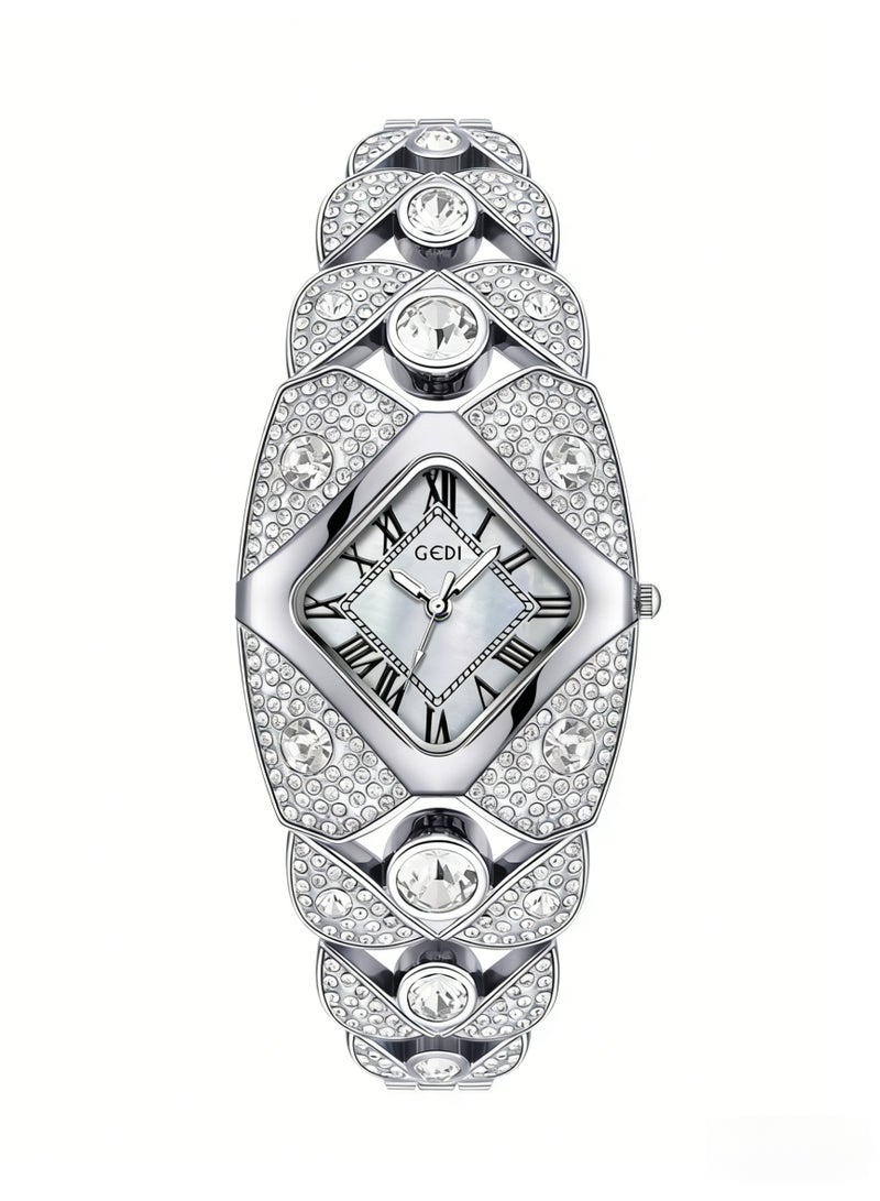 جدي GEDI Luxury Crystal Women Watch – Perfect Gift for Ladies, Silver Elegant Wristwatch for Birthday Anniversary & Special Occasions - Image 1