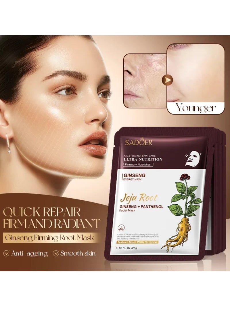 SADOER 5 Pieces Jeju Root Ginseng Panthenol Facial Mask - Image 2