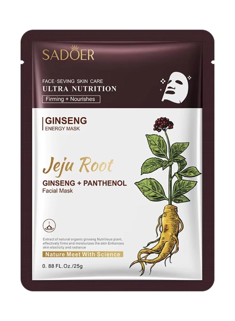 SADOER 5 Pieces Jeju Root Ginseng Panthenol Facial Mask - Image 1
