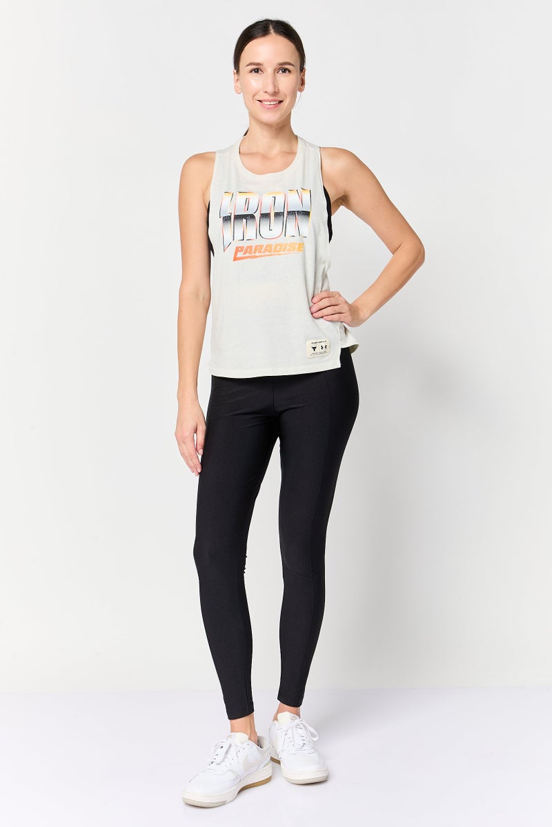 UNDER ARMOUR تي شيرت نسائي فضفاض بلا أكمام خارجي، رمادي - Image 4