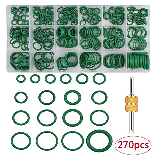 AUTOUTLET 270PCS O Rings Kit 18 Sizes Car Air Conditioning O-Ring Assortment Set with Valve Core Removal Tool for Door, Window, Electric Appliance, Bearing, Pump, Roller Auto, Home Appliances (Green) - Image 2