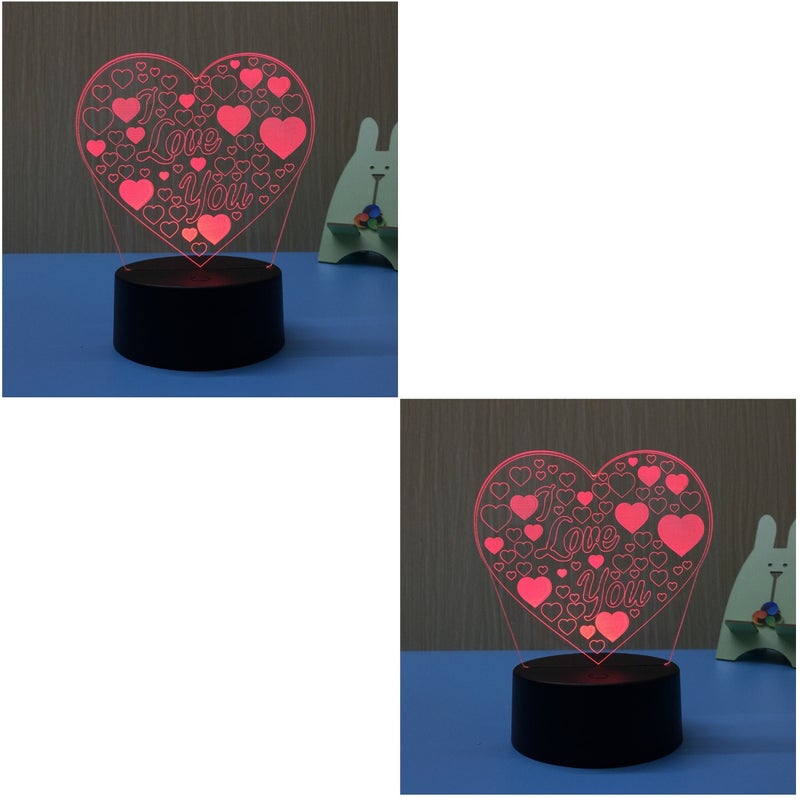 2pcs 3D Heart Shape Lamp Multicolor Lights USB Night Light Table Lamp for Couple Romantic Night Valentine's Day Mother's Day - Image 5
