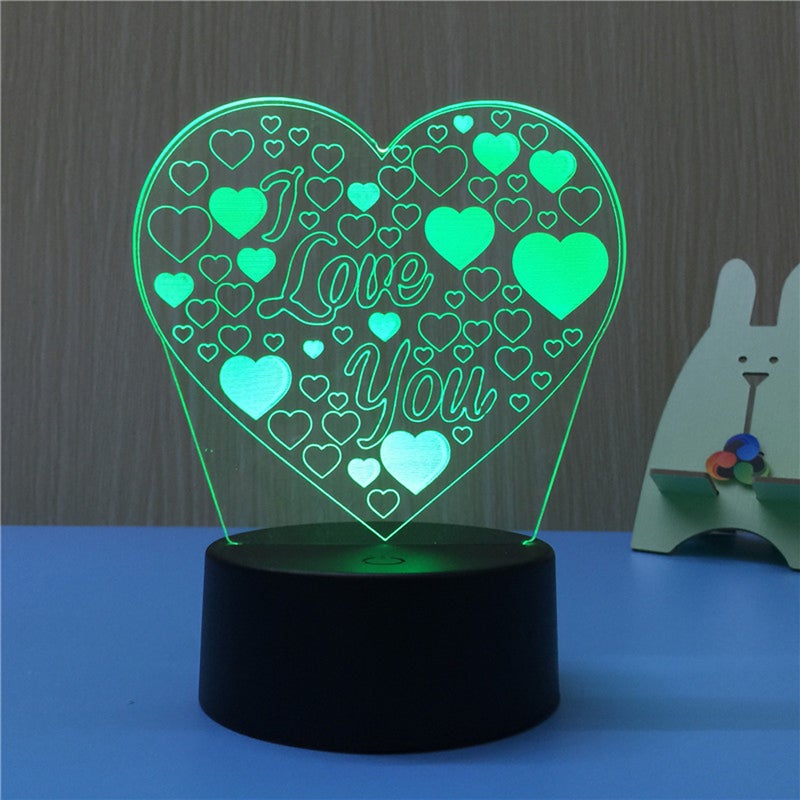 2pcs 3D Heart Shape Lamp Multicolor Lights USB Night Light Table Lamp for Couple Romantic Night Valentine's Day Mother's Day - Image 3