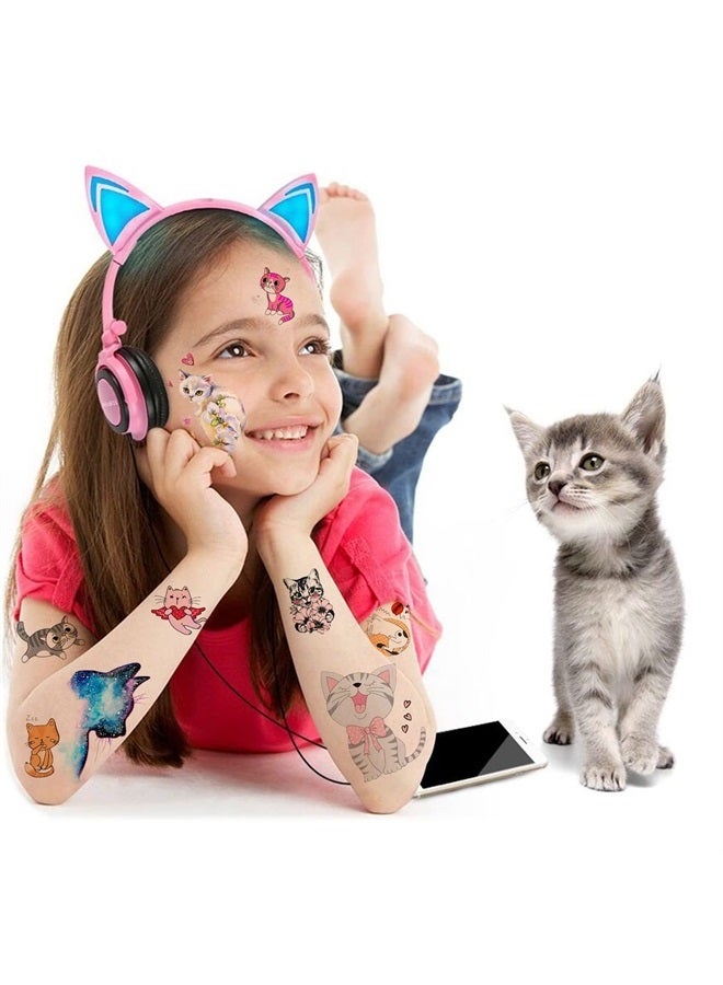 Konsait Cat Temporary Tattoos For Kids, Konsait Cute Cat Fake Tattoos Birthday Party Favors Waterproof Tattoos For Boys Girls Cat Party Favors Birthday Party Decoration Supplies Gift Bag Fillers, 24 Sheets - Image 2