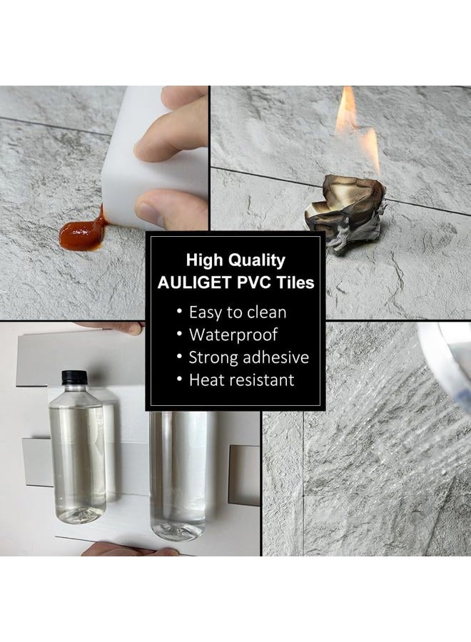 AULIGET 20-Piece Light Slate Peel and Stick Backsplash Wall Tiles, 6" x 12" PVC Faux Stone Stick on Tiles for Backsplash Kitchen, Bathroom, Laundry Room, Camper, Fireplace - Image 5