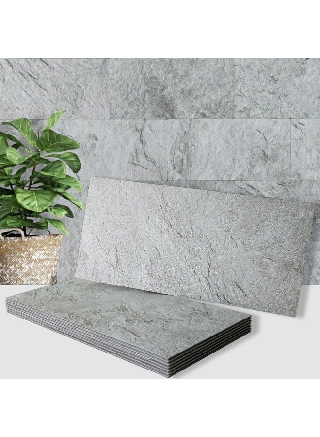 AULIGET 20-Piece Light Slate Peel and Stick Backsplash Wall Tiles, 6" x 12" PVC Faux Stone Stick on Tiles for Backsplash Kitchen, Bathroom, Laundry Room, Camper, Fireplace - Image 1