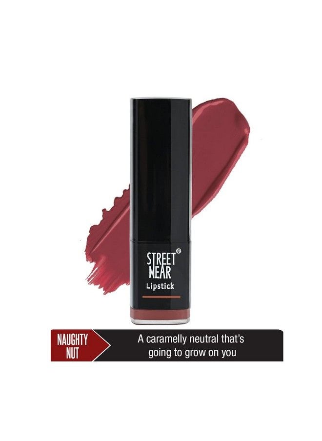 Street Wear - Satin Smooth Lipstick Naughty Nut (Brown) 4.2 Gms Longwear Creme Lipstick Moisturizing Creamy Formuation 100% Color Payoff Enriched With Aloe Vera Vitamin E And Shea Butter - Image 1
