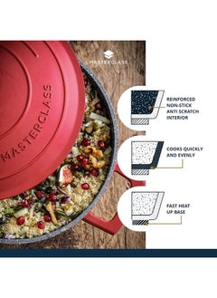 MASTERCLASS MasterClass Casserole Dish with Lid, Large 5L/28 cm, Lightweight Cast Aluminium, Induction Hob and Oven Safe, Red  - Image 4