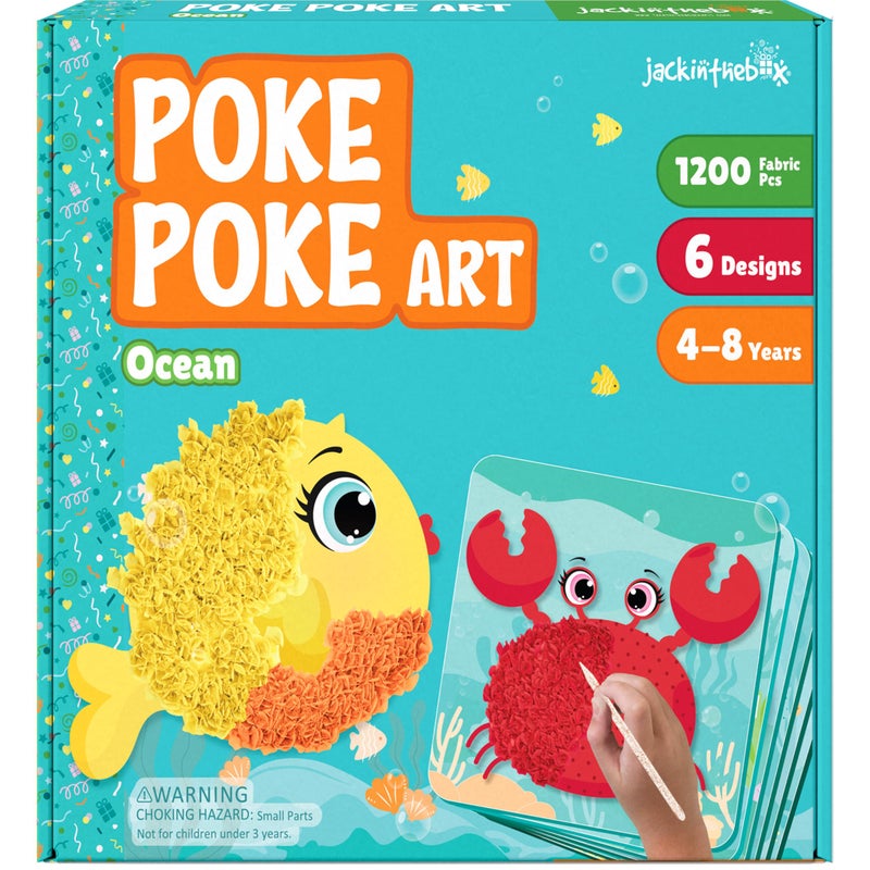 jackinthebox Poke Poke Art Ocean Theme MessFree Fabric Art and Craft Flower Pressing Kits Best Gifts for Girls and Boys Ages 4 5 6 7 8 - Image 2