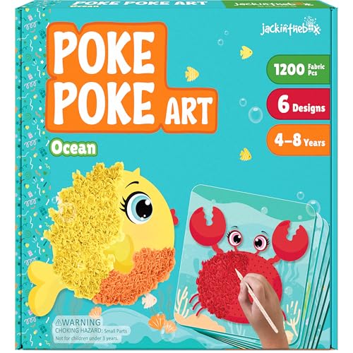 jackinthebox Poke Poke Art Ocean Theme MessFree Fabric Art and Craft Flower Pressing Kits Best Gifts for Girls and Boys Ages 4 5 6 7 8 - Image 1