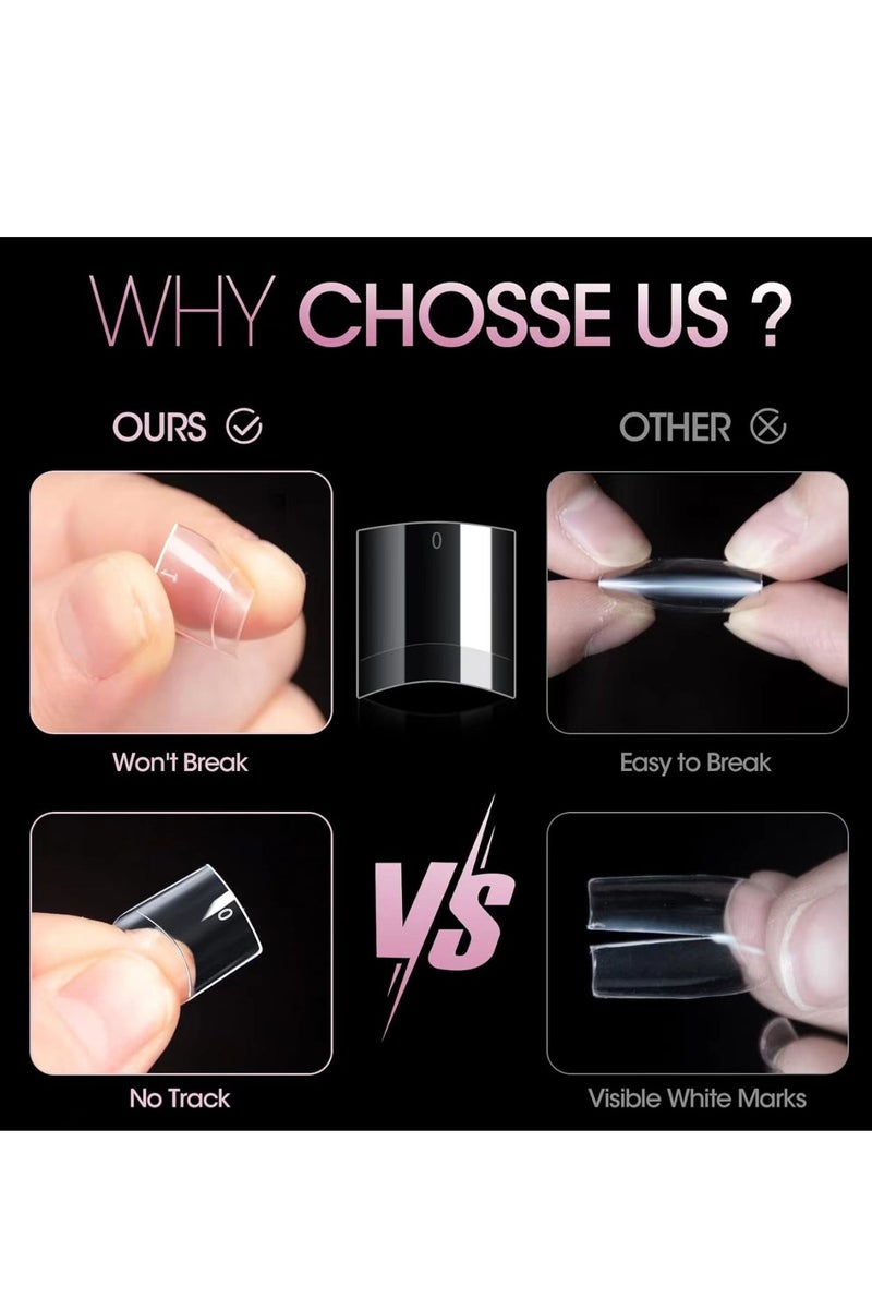 500 pieces of acrylic nail tips for short nails - transparent fake short artificial nail tips with a box - Image 2