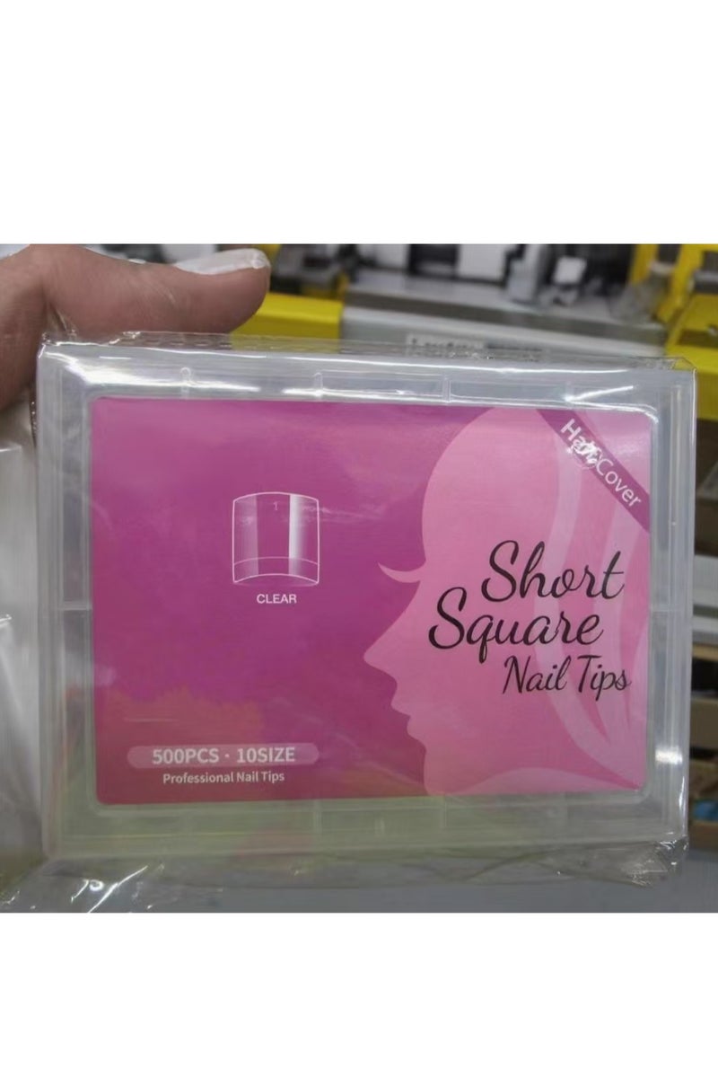 500 pieces of acrylic nail tips for short nails - transparent fake short artificial nail tips with a box - Image 3