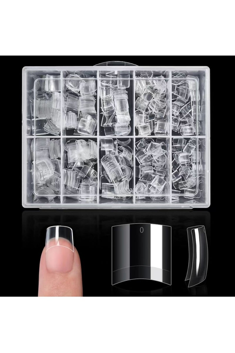 500 pieces of acrylic nail tips for short nails - transparent fake short artificial nail tips with a box - Image 1