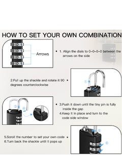 Generic Combination Lock, Travel Bag Lock, 4 Pack, 4 Digit Combination Padlock for Traveling Toolbox School Gym Door Locker Suitcases Employee Hasp Storage  - Image 4