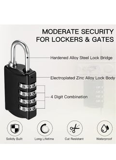 Generic Combination Lock, Travel Bag Lock, 4 Pack, 4 Digit Combination Padlock for Traveling Toolbox School Gym Door Locker Suitcases Employee Hasp Storage  - Image 3