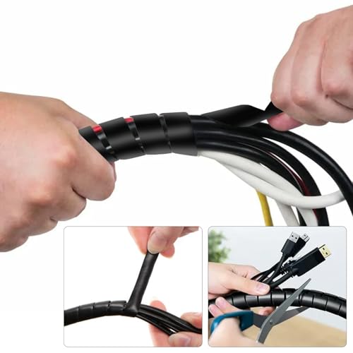 YIOVVOM Spiral Cable wrap, 68FT Wire wrap,1/4 inch Spiral Cable Wraps for Cords Covers Bundle Sleeve Hose for Computer, Power,PC, Audio & Video Electrical Wire Organizer RoHS Black - Image 3