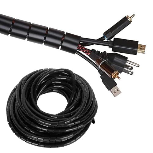 YIOVVOM Spiral Cable wrap, 68FT Wire wrap,1/4 inch Spiral Cable Wraps for Cords Covers Bundle Sleeve Hose for Computer, Power,PC, Audio & Video Electrical Wire Organizer RoHS Black - Image 1