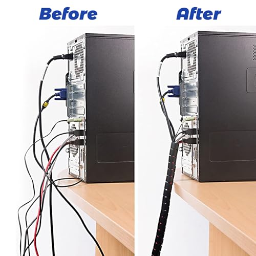 YIOVVOM Spiral Cable wrap, 68FT Wire wrap,1/4 inch Spiral Cable Wraps for Cords Covers Bundle Sleeve Hose for Computer, Power,PC, Audio & Video Electrical Wire Organizer RoHS Black - Image 5