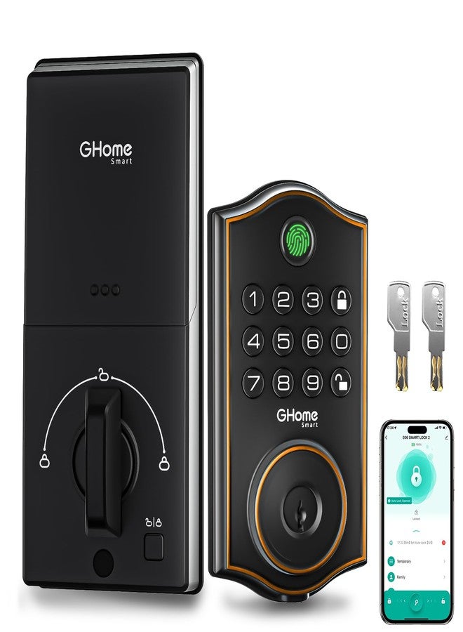 Ghome Smart Deadbolt Lock for Front Door Keyless Entry Door Locks Black Deadbolt 4 in 1 Smart Door Lock - Image 1