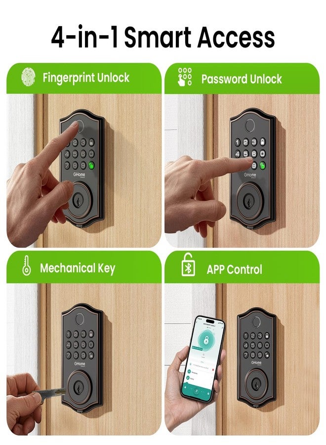 Ghome Smart Deadbolt Lock for Front Door Keyless Entry Door Locks Black Deadbolt 4 in 1 Smart Door Lock - Image 2