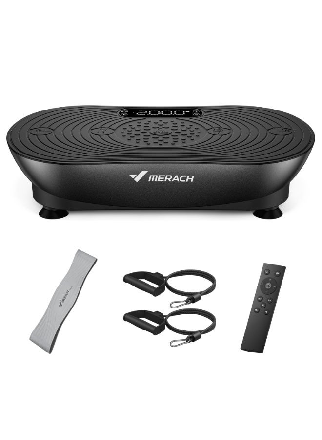 MERACH Vibration Plate Exercise Machine, Vibrating Platform for Lymphatic Drainage Weight Loss Muscle Activation, Full Body Home Exercise Equipment with LED Touch Screen Bluetooth Pull Cord - Image 1