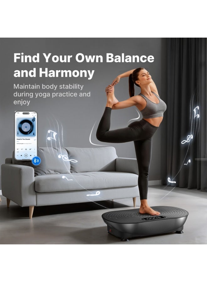 MERACH Vibration Plate Exercise Machine, Vibrating Platform for Lymphatic Drainage Weight Loss Muscle Activation, Full Body Home Exercise Equipment with LED Touch Screen Bluetooth Pull Cord - Image 4