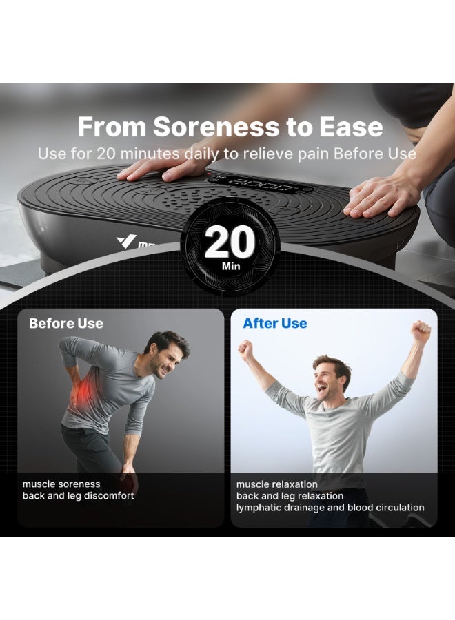 MERACH Vibration Plate Exercise Machine, Vibrating Platform for Lymphatic Drainage Weight Loss Muscle Activation, Full Body Home Exercise Equipment with LED Touch Screen Bluetooth Pull Cord - Image 5