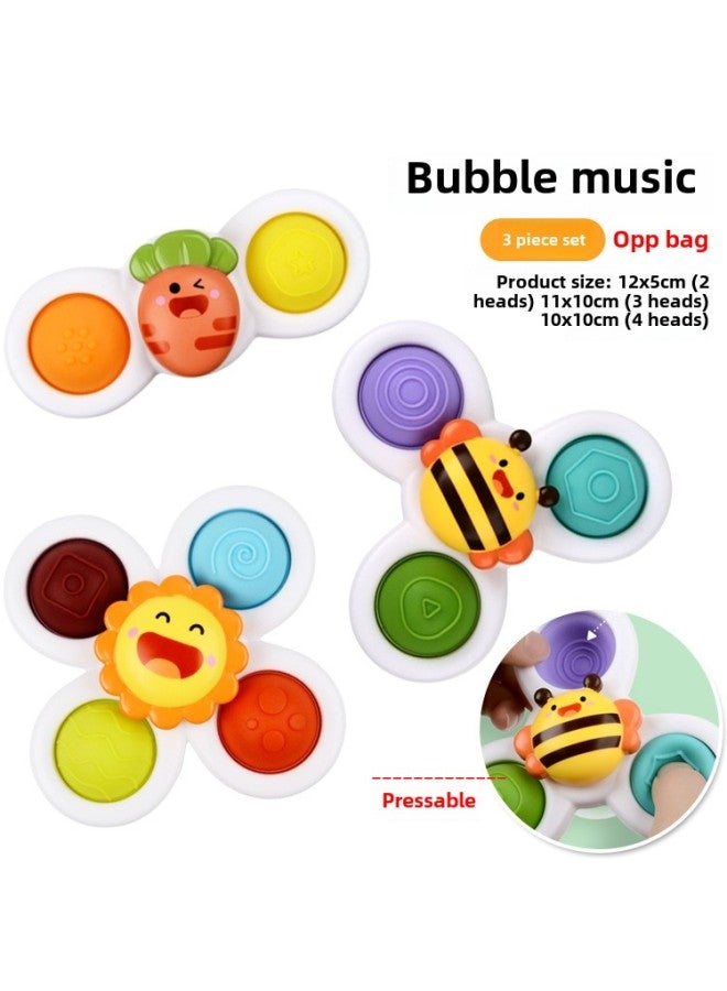 Infants Can Bite Soft Rubber Hand-held Ball Rattle Toys To Learn The Rainbow Plug Plug Plug Pull Pull Pull Baby Toys-Color:[3-piece Set] Upgraded Version Of Bubble Le Zhuanzhuanle-opp Bag 157g - Image 1