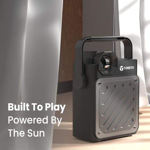Toreto 20W High Bass BT Speaker, Up to 8 hrs of Playtime, BTv5.0, Solar Charging Multi Functional with AUX/USB/TF Card/FM with Flash Light & 2000 mAh Battery (Solar Beatz, Black) - Image 2