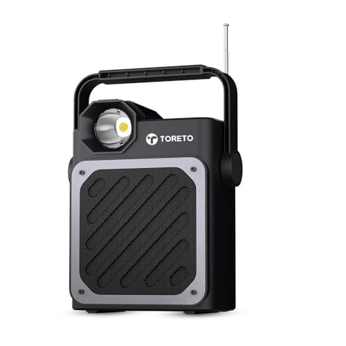 Toreto 20W High Bass BT Speaker, Up to 8 hrs of Playtime, BTv5.0, Solar Charging Multi Functional with AUX/USB/TF Card/FM with Flash Light & 2000 mAh Battery (Solar Beatz, Black) - Image 1