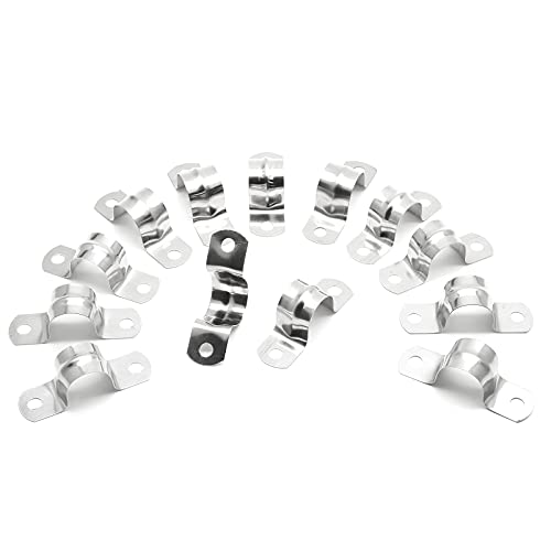 Jersvimc 20Pcs 3/4 Inch Stainless Steel Conduit Clamps, Two Hole Strap U Bracket Rigid Pipe Strap Metal U Clamp Conduit Strap Tension Clips U-tube Clamp Heavy Duty - Image 2