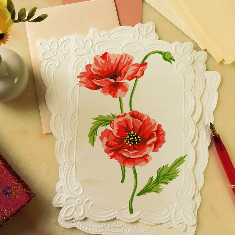 FINGERINSPIRE Layered Poppy Flower Painting Stencil 11.8x11.8 inch Reusable Poppy Wildflower Drawing Template DIY Craft Plant Floral Decoration Stencil for Painting on Wood Wall Fabric Furniture - Image 4